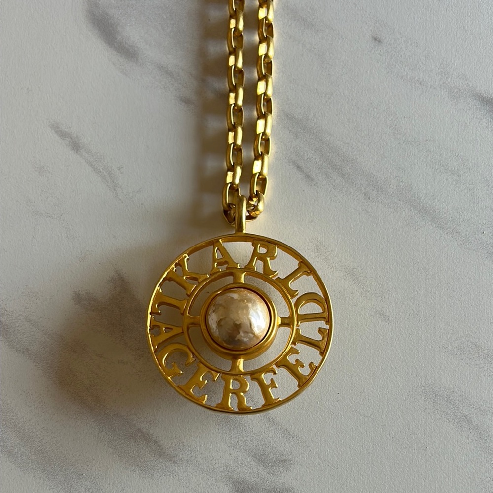 Karl Lagerfeld Vintage Gold Sunburst Pendant Necklace